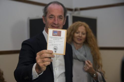 President of Veneto Region, Luca Zaia, during voting operations for the Referendum on the Autonomy of Lombardia and Veneto Regions, in San Vendemiano (Veneto Region), northern Italy, 22 October 2017. ANSA/RICCARDO GREGOLIN
